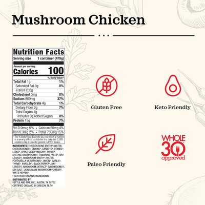 Mushroom Chicken Bone Broth - 16.9 oz Bone broth Kettle & Fire